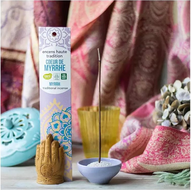 AROMANDISE - INDIA VILÁGA - MIRHA füstölőpálcika - Befogadás - 20 db/csomag - Florasense 100% természetes, ICEA minősített - lágy, meleg, fűszeres illat földelés, áldás, női energiák